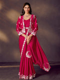 Red Soft Satin Silk Ready to Wear Drape Saree