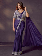Royal Purple Ready to Wear Drape Saree