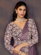 Dusty Mauve Drape Saree view 2