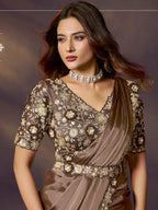 Bronze Brown Drape Saree view 2