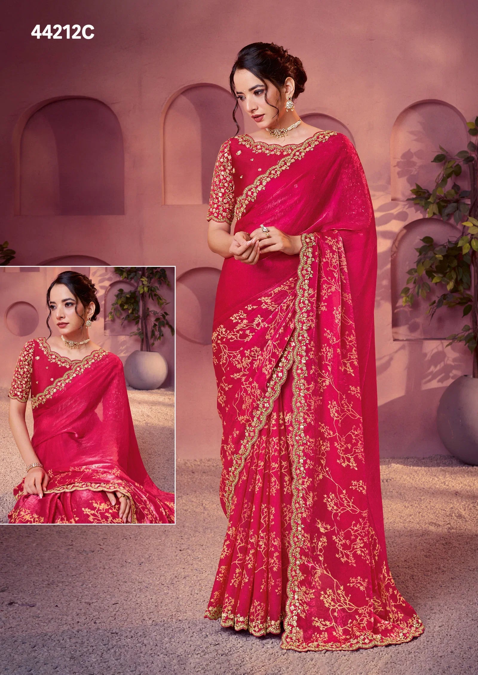 Heritage Elegance Satin Silk Traditional Print Saree