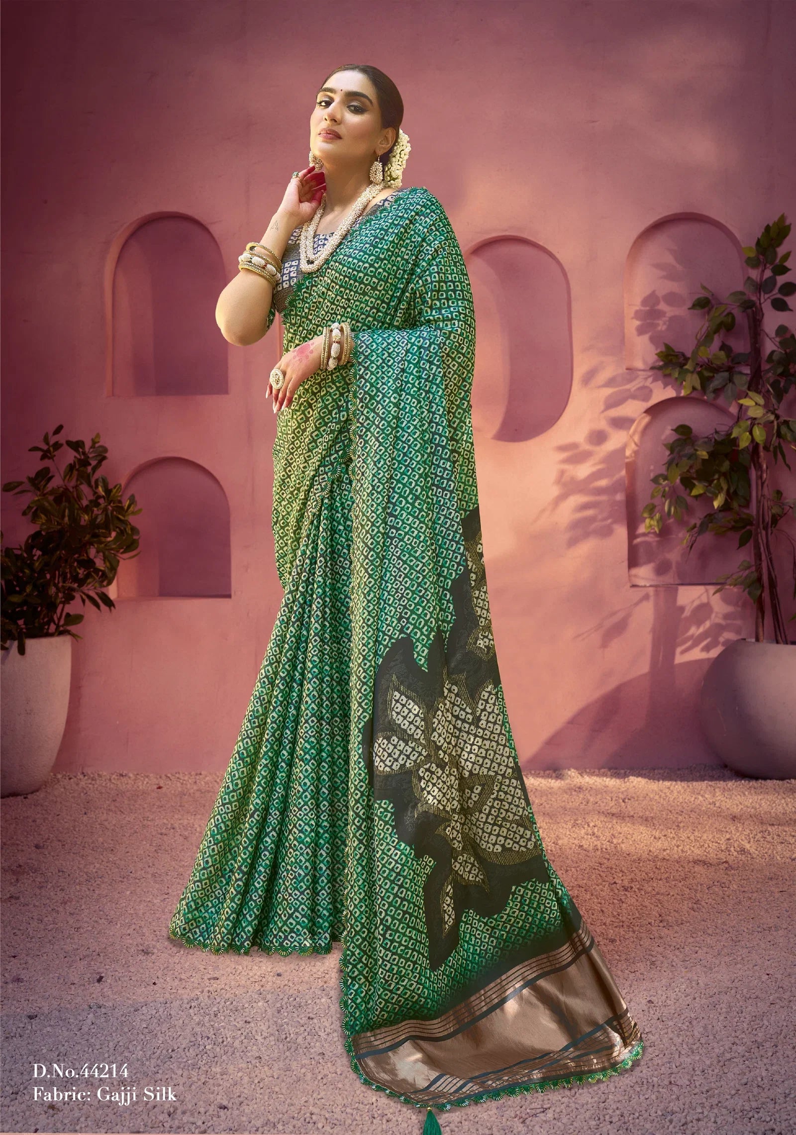 Royal Heritage Gajji Silk Traditional Print Saree