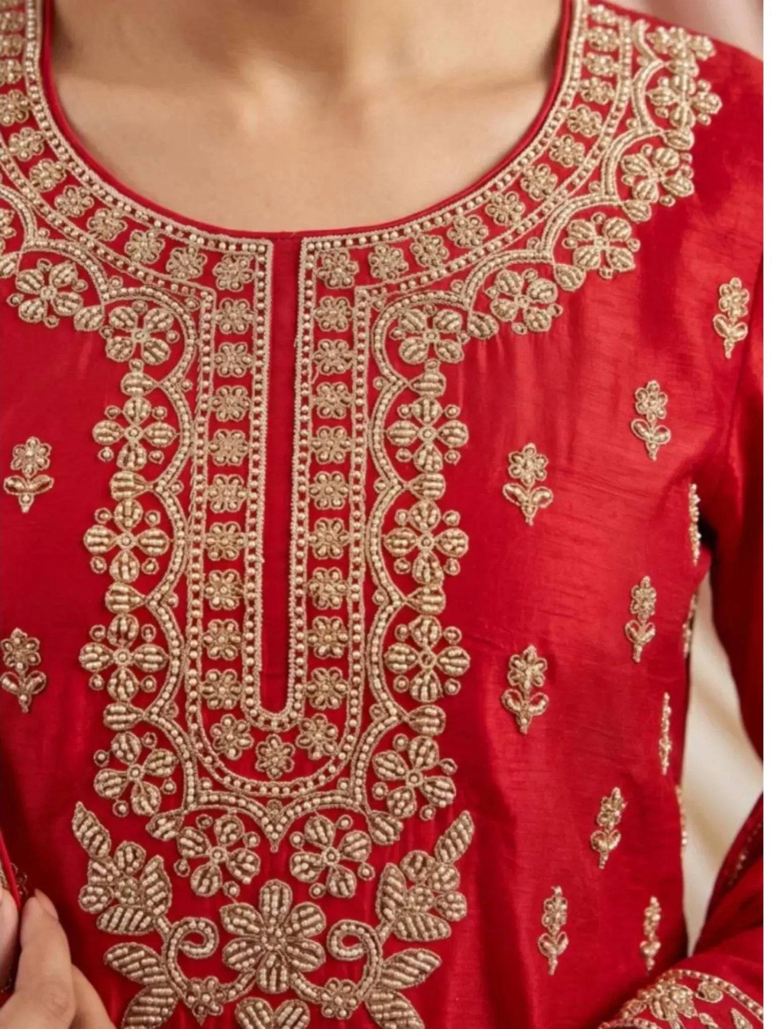 Crimson Maroon Chinnon Dupatta Drape and Tassel Border Detail