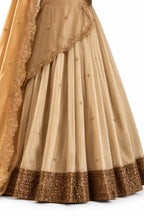 Brown Semi-stitched Zari, Dori, Sequins Organza Lehengas - View 3