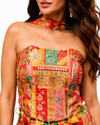 Naksh Creation Multicolor Red Banarasi Jacquard Indo Western Suit