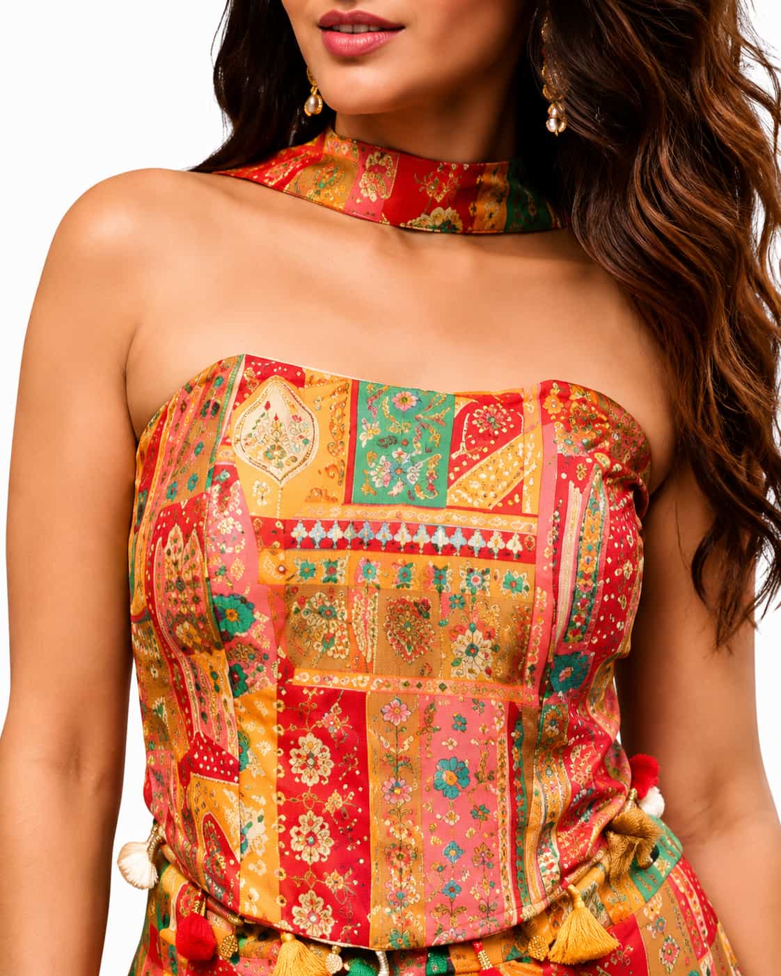 Naksh Creation Multicolor Red Banarasi Jacquard Indo Western Suit
