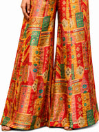 Naksh Creation Multicolor Red Banarasi Jacquard Indo Western Suit