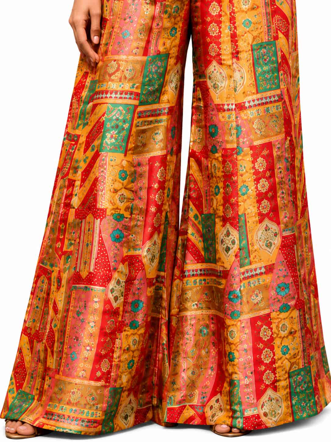 Naksh Creation Multicolor Red Banarasi Jacquard Indo Western Suit