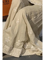 Dusty Sage Hand Bead Embroidered Mul Silk Indo Western Sharara Suit Set - View 4