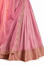 Pink Semi-stitched Zari, Dori, Sequins Organza Lehengas - View 3