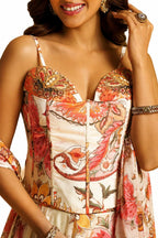 Off-White Readymade Printed Georgette Lehenga