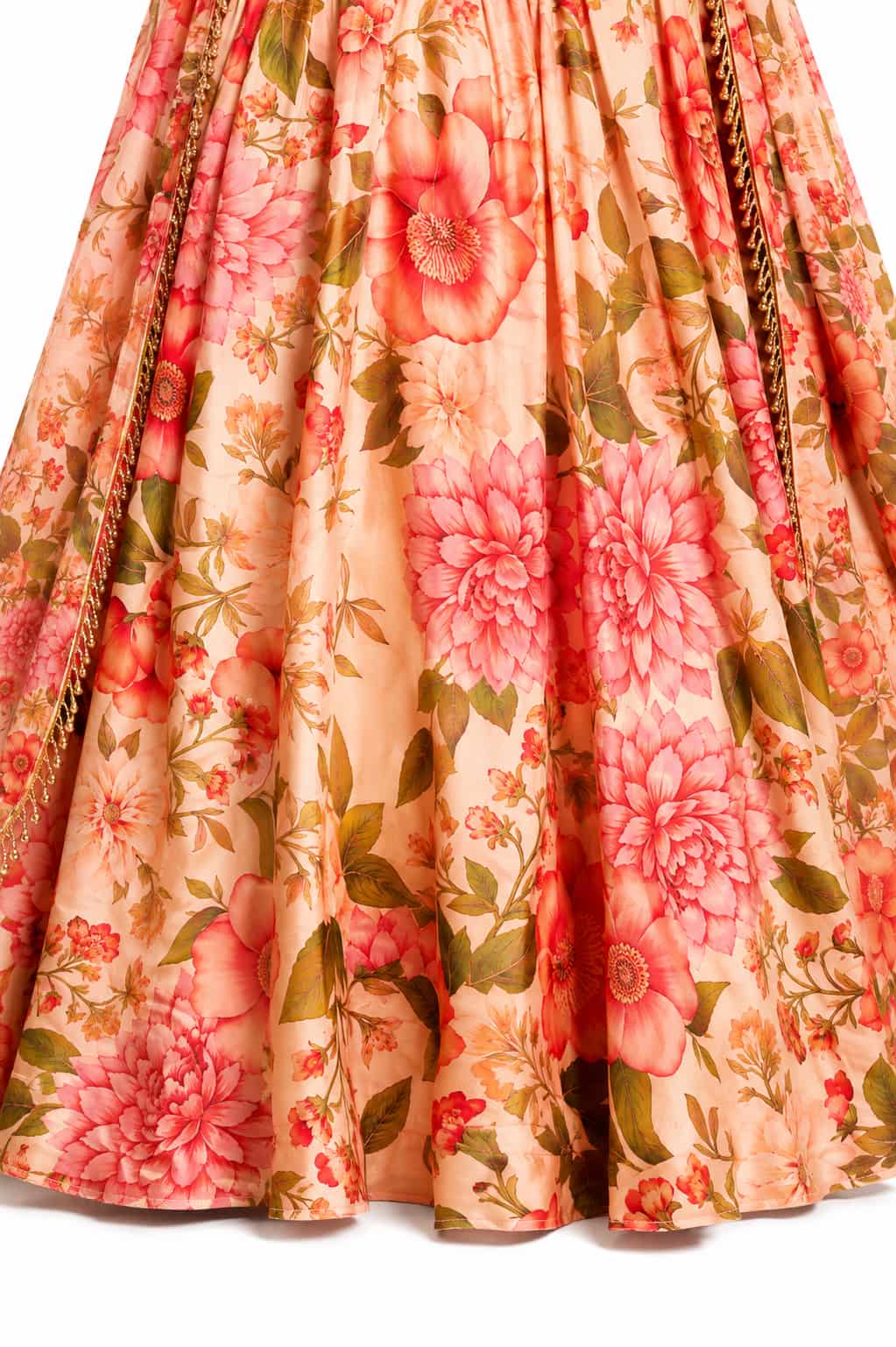 Peach Readymade Printed Georgette Lehenga