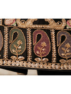 Black Embroidered Real Chinnon Palazzo Suit Set - View 6