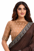Coffee Brown Two Tone Georgette Silk Saree - View 2