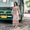 Taupe Beige Pure Cotton Lawn Digital Print Salwar Suit with Cotton Slub Dupatta