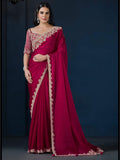 Pink Two Tone Satin Silk Sequins Saree