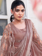 Pyaji Ombre Effect Satin Silk Pure Beads Handwork Drape Saree - View 2