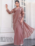 Pyaji Ombre Effect Satin Silk Pure Beads Handwork Drape Saree - View 1