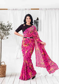 Pink Animal Print Ready to Wear Saree
