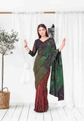 Olive Green Abstract Ready to Wear Saree