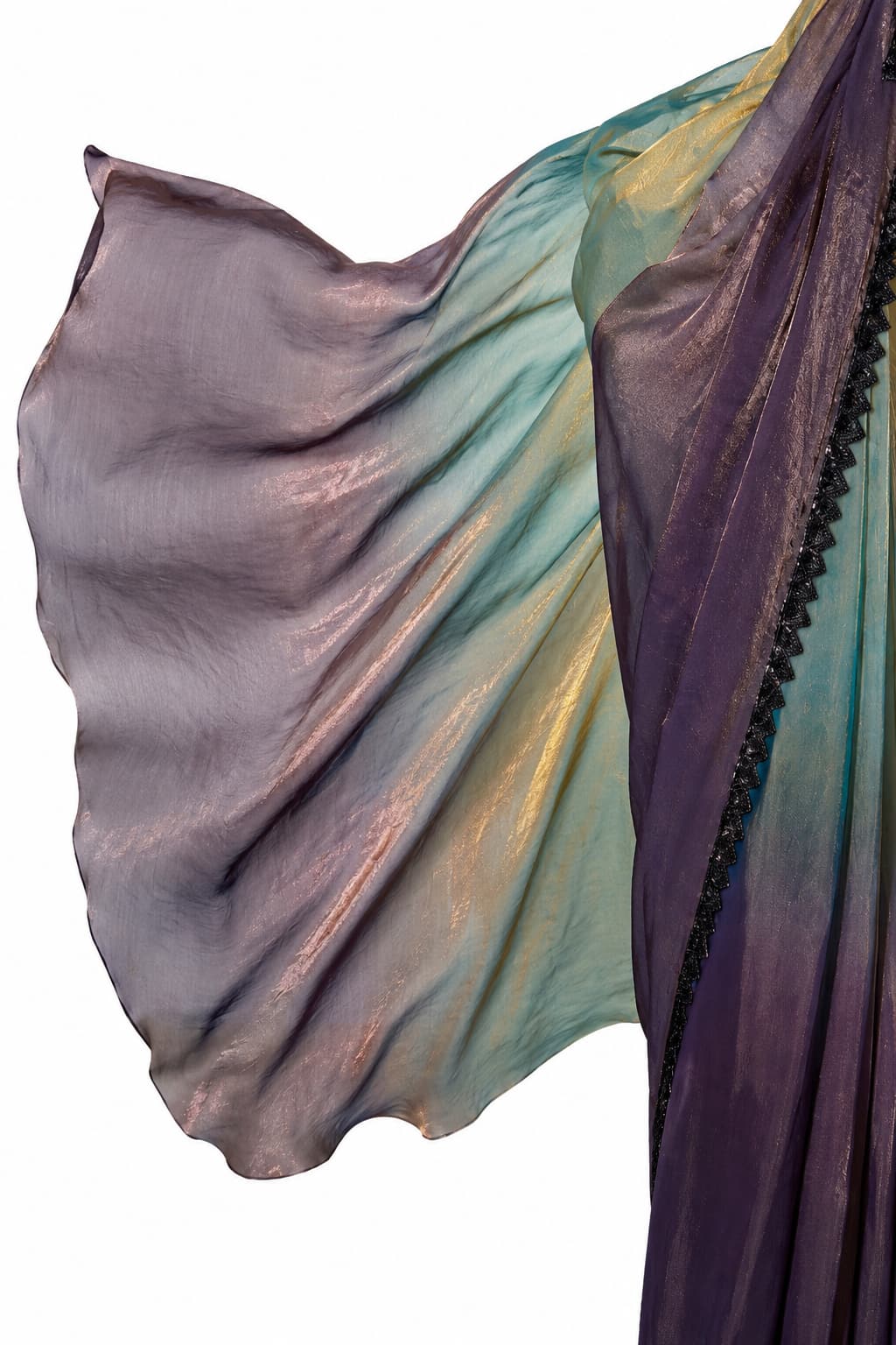 Plum Two Tone Satin Silk Ready to Wear Drape Saree - Naksh Creation