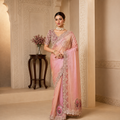 Designer Zari Organza Silk Saree with Sequin Embroidery & Stone Work