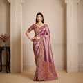 Kanjivaram Self Jacquard Silk saree with embroidered border, position print design, and traditional handcrafted details.