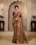 Coffee Brown Pure Banarasi Crush Designer Saree with Pure Khatli Handwork with Sequence Work