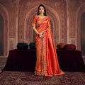 Luxury Kanjivaram Pure Zari Silk Saree in Regal Coral Red