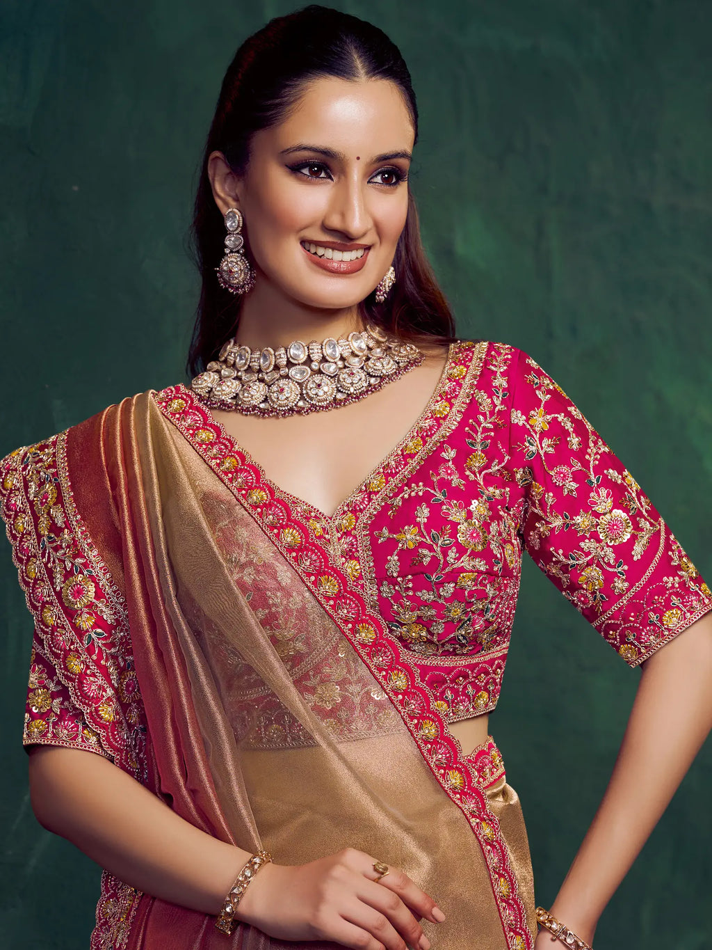 Peach Saree view 2