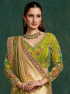 Bottle Green Saree view 2