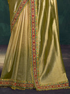 Bottle Green Saree view 3