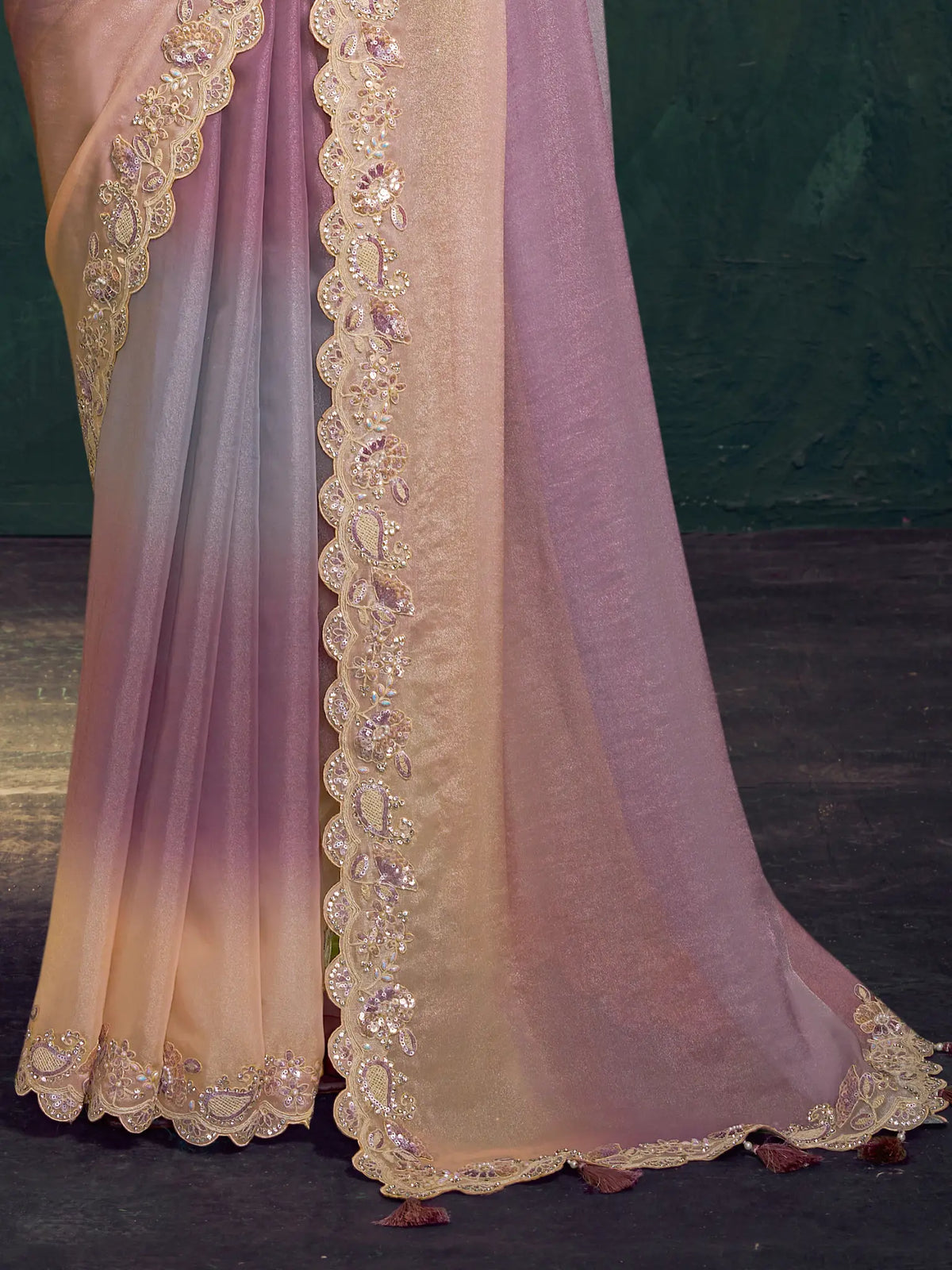 Lavender Saree view 3
