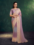 Lavender Shaded Moss Georgette Traditional Saree