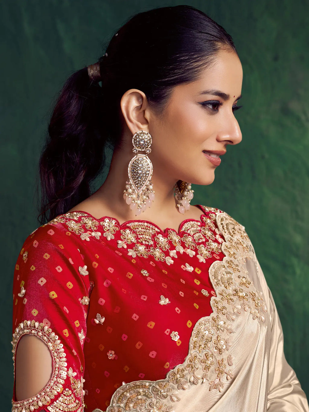 Off-White Saree view 4