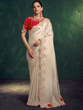Off-White Traditional Saree