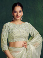 Mint Green Saree view 2