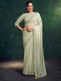 Mint Green Two Tone Shaded Satin Traditional Saree