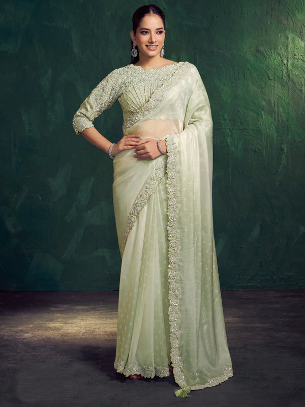 Mint Green Traditional Saree