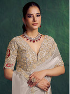 Silver Grey Saree view 2