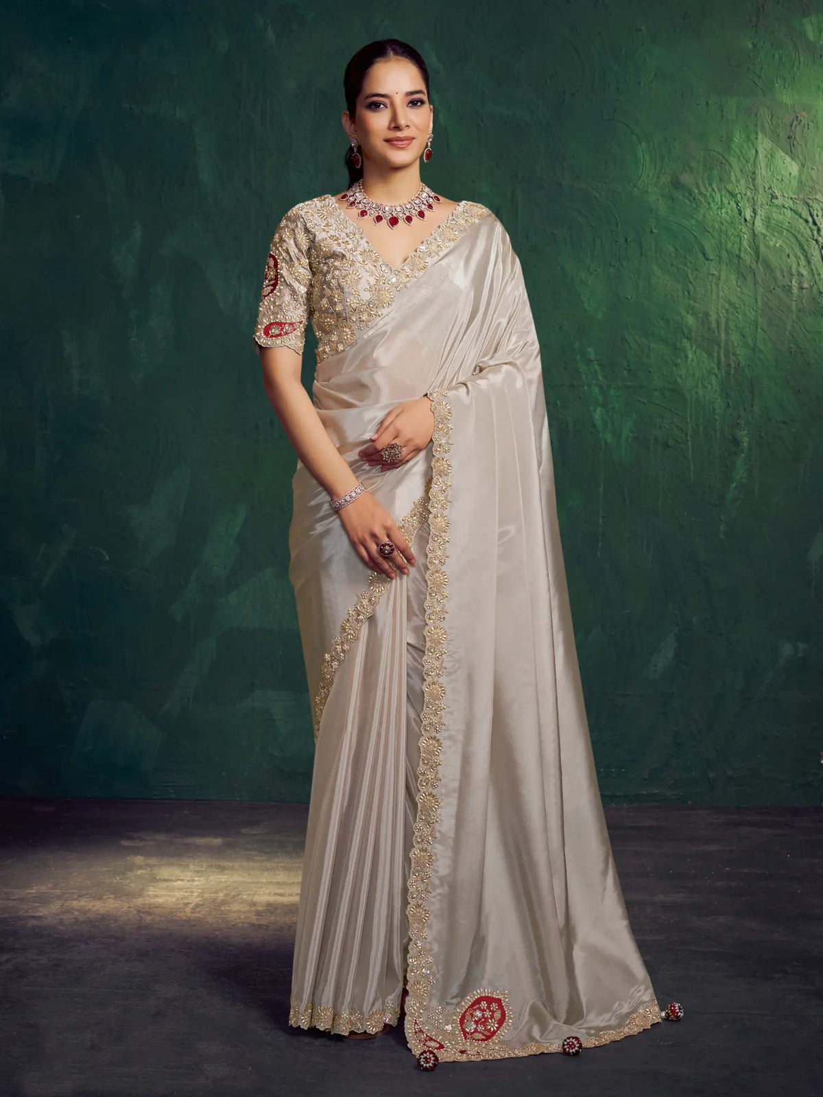Silver Grey Traditional Saree
