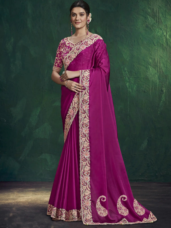 Magenta Traditional Saree