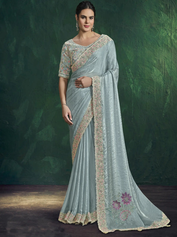 Ice Blue Traditional Saree