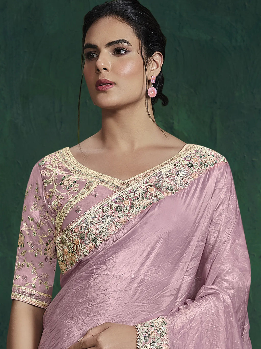 Dusty Pink Saree view 2