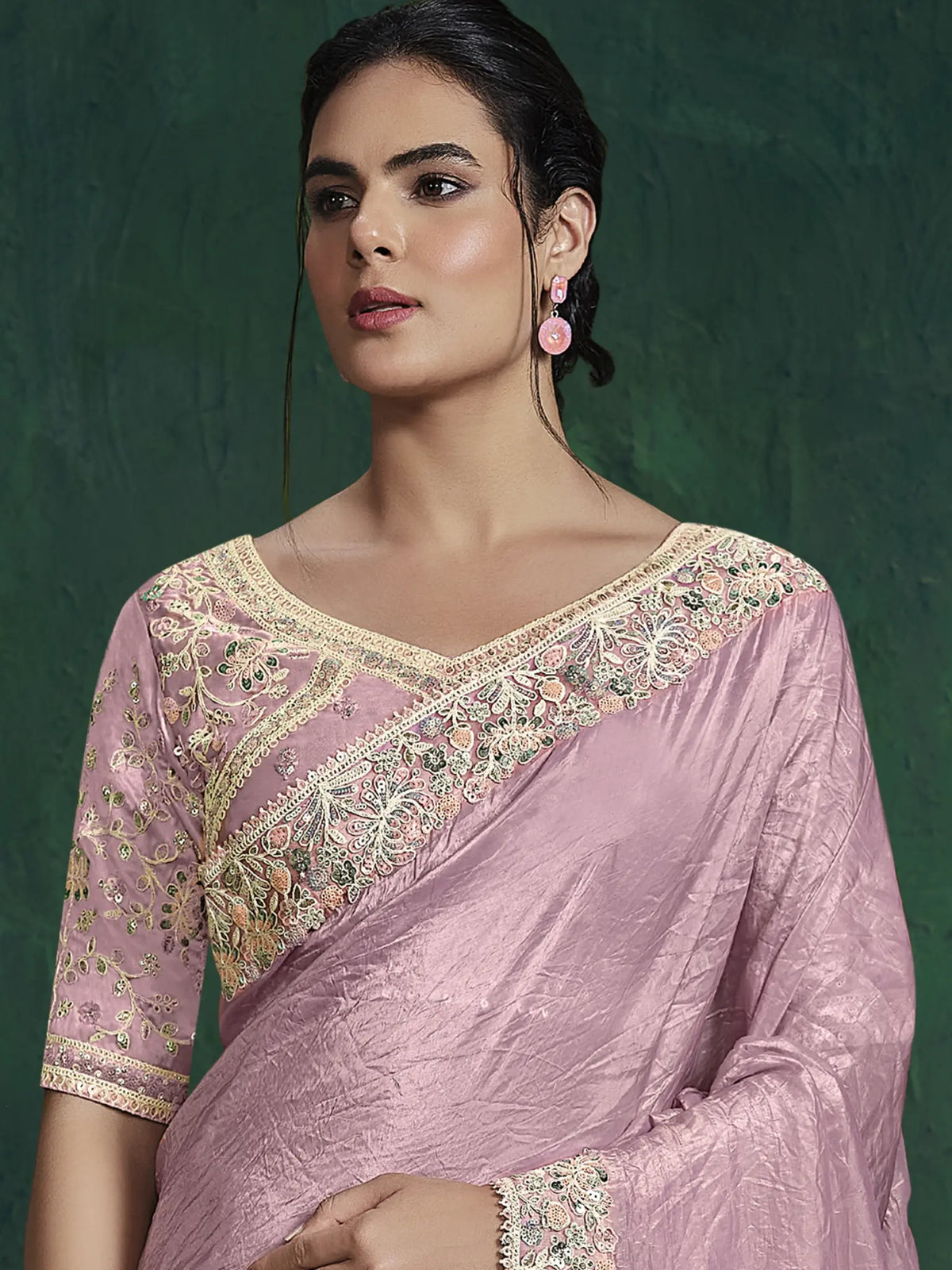 Dusty Pink Saree view 2