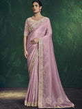 Dusty Pink Crush Paper Silk Traditional Saree