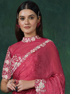 Rose Pink Saree view 2