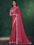 Rose Pink Two Tone Satin Silk Traditional Saree