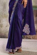 Royal Purple Drape Saree with Designer Mono Net Blouse