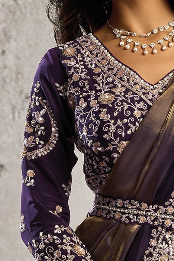 Black Drape Saree with Pearl & Stone Handwork